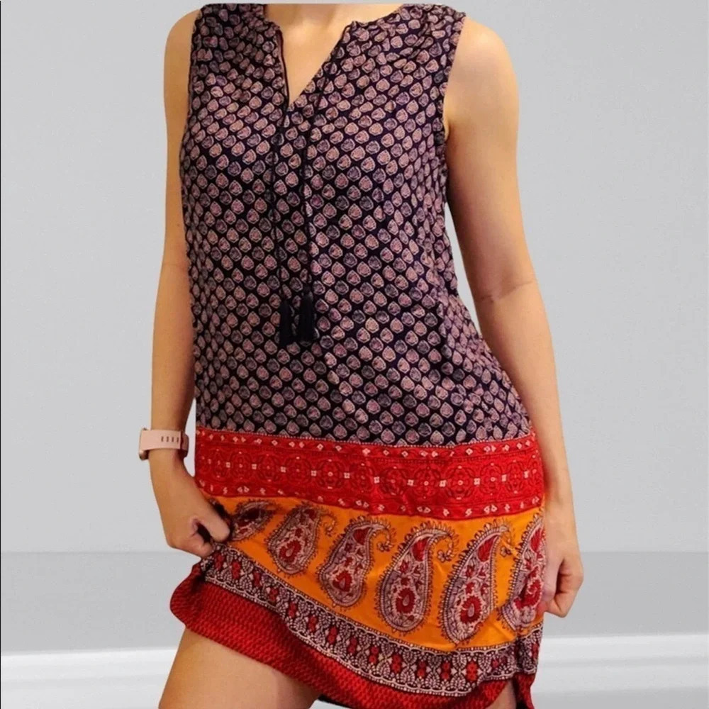 BeachLunchLounge Indigo Saffi Kayla Tassel Hi-Lo Dress Women’s Size XS